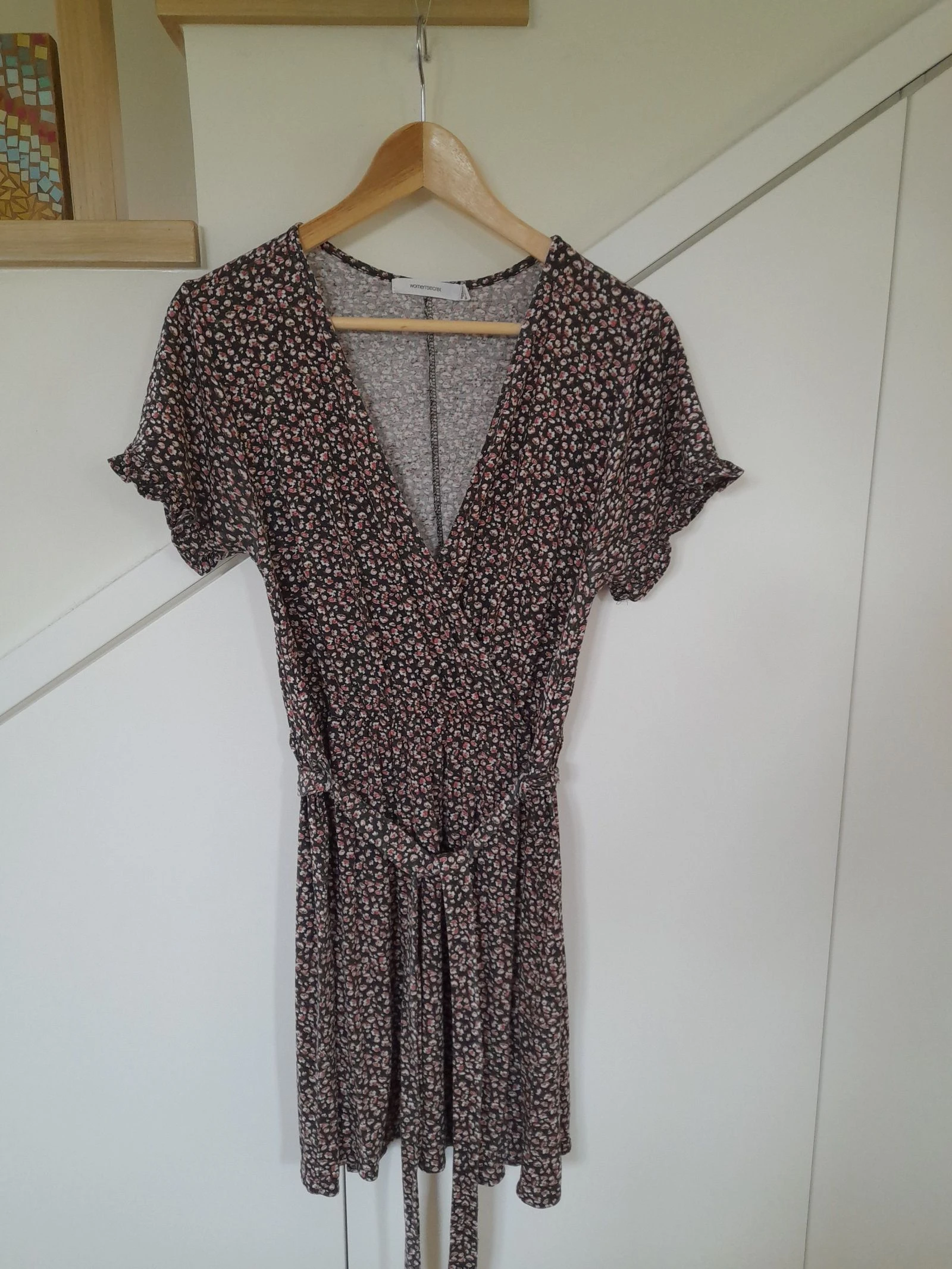 Vestido Preto com Pequenas Flores Women'secret L 🖤 